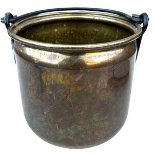 Brass Bucket Pot Planter Handmade Cast Iron Handle